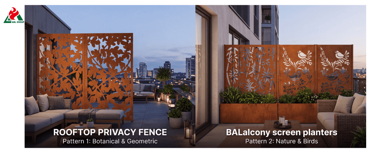 Laser-cut Corten Outdoor Screen Supplier